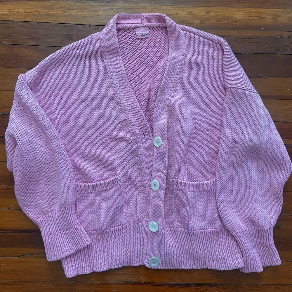 Babaa Cardigan no 16 Fallen Bougainvillea